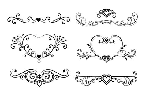 Premium Vector Set Of Heart Flourish Vector