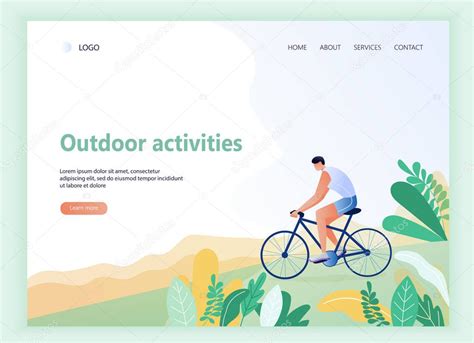 Plantilla De P Gina Web Con Ciclista Parque Bosque Y Colinas En El