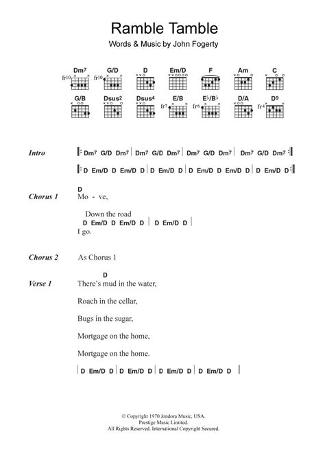 Ramble Tamble by Creedence Clearwater Revival - Guitar Chords/Lyrics ...