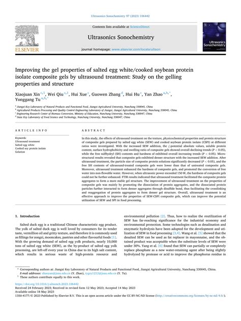 PDF Improving The Gel Properties Of Salted Egg White Cooked Soybean