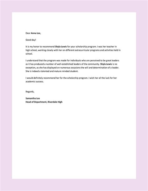 Google Docs Reference Letter Template