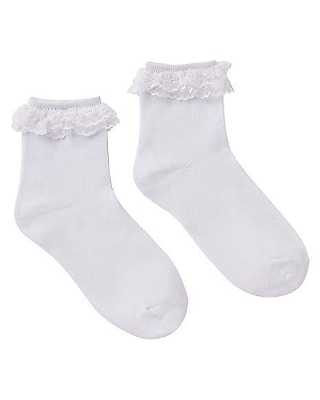 White Lace Top Ankle Socks - Spirithalloween.com