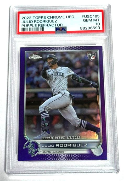 Julio Rodriguez 2022 Topps Chrome Update Usc165 Rookie Debut Purple