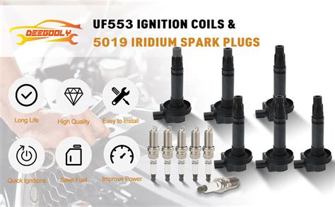 Deegooly 6pcs Uf553 Ignition Coils And 5019 Iridium Spark Plugs Compatible With For D