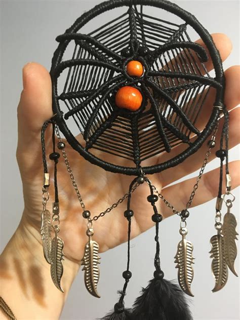 Halloween Mini Black Spiderweb Dreamcatcher Gothic Home Decor Spider