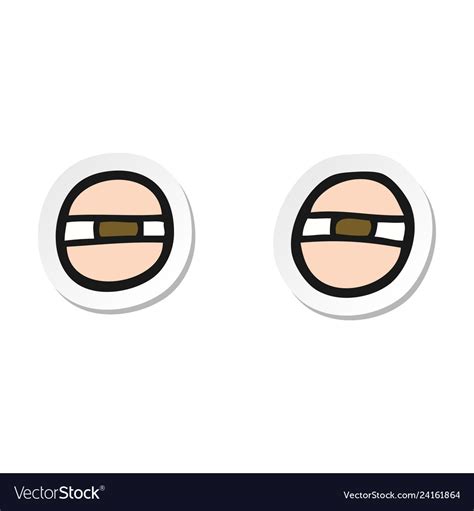 Sticker Of A Cartoon Suspicious Eyes Royalty Free Vector