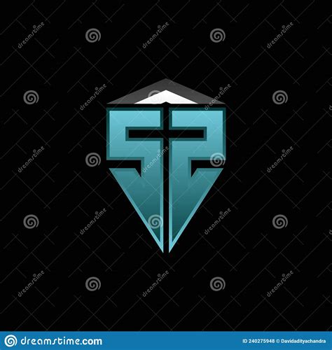 Sz Logo Shield Blue Light Style Design Stock Vector Illustration Of