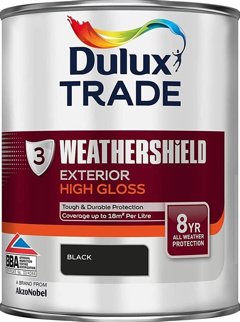 Buy Dulux Trade Weathershield Exterior High Gloss Black 1 Litre From