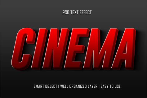 D Cinema Editable Text Effect Psd Graphic By Chaska Id Creative Fabrica