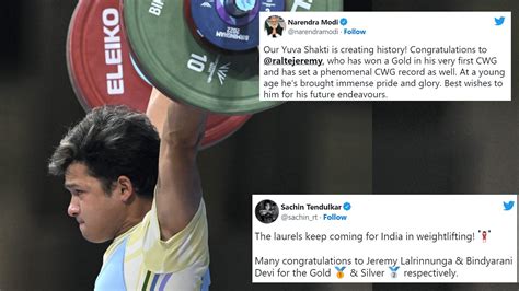 Jeremy Lalrinnunga Gold Medal Cwg 2022 Pm Modi Sachin Tendulkar