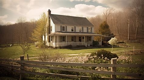 House On A Farm In The Country Background Old Country Farm House In