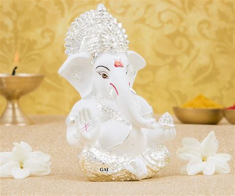 Gold Art India Silver Plated Lord Ganesha For Car Dashboard Ganesha