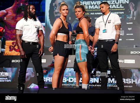 Boxer April Hunter During A Weigh In At The Ao Arena Manchester Hi