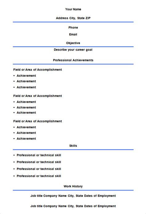 Basic Resume Format Template