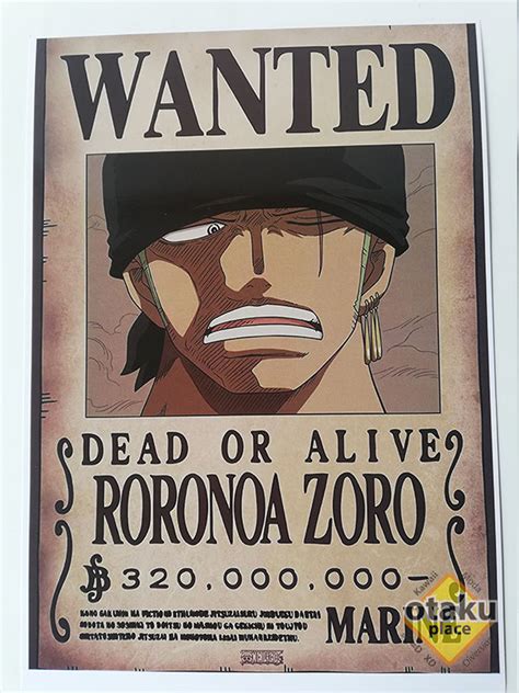 Poster One Piece Mediano Wanted De Roronoa Zoro Otaku Place