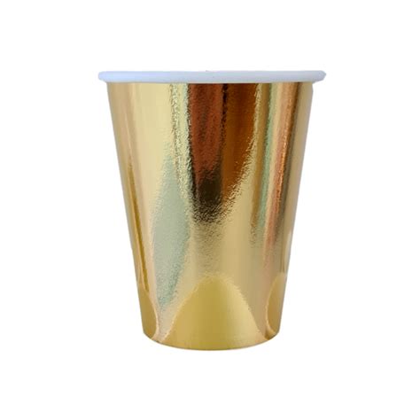 Vaso Polipapel Dorado Metalizado Planeta Fiesta