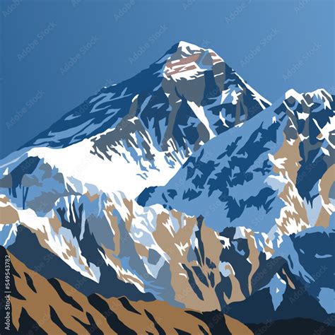 Grafika Wektorowa Stock Mount Everest From Gokyo Peak Vector