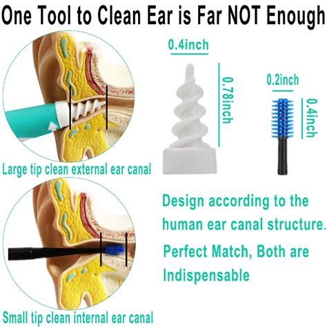 Kdo Q Grips Earwax Remover Silicone Ear Wax Removal Tool Safe Soft Ear Cleaner Spiral Smart