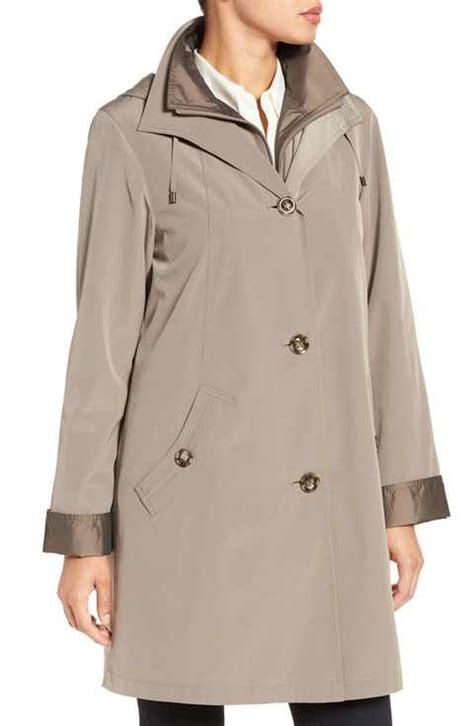 Gallery Two Tone Long Silk Look Raincoat Regular And Petite Raincoat