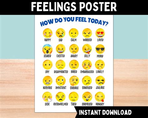 Emojis Feelings Chart Digital Print Etsy Australia