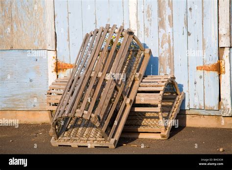 Lobster Traps Sitting On The Wharf Stock Photo Alamy