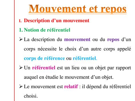 Mouvement Et Repos Cours PPT 5 AlloSchool