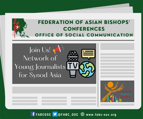 Invitation To Join The Network Of Journalists For Synod Asia Fabc