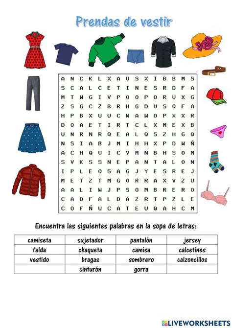 Pdf Online Exercise Prendas De Vestir Learning Spanish Interactive