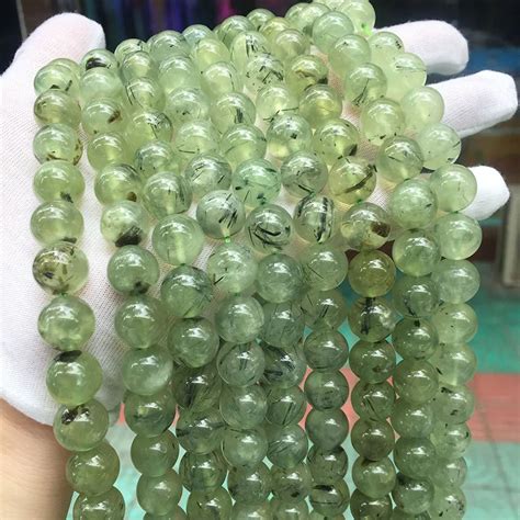 Green Prehnite Mm Loose Beads Nature Beads For Making Jewelry