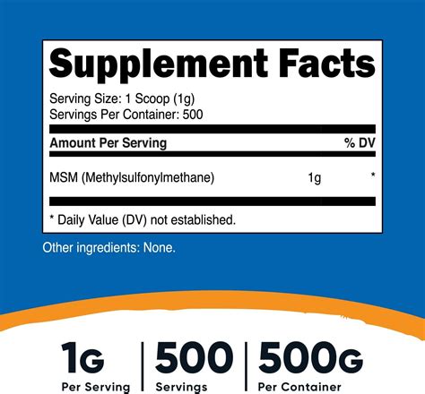 Nutricost Pure MSM Powder 500g 1 10lb Methylsulfonylmethane Supplement