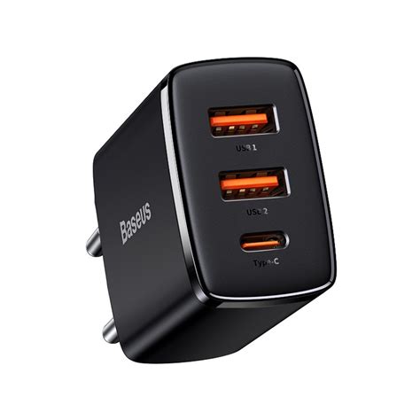 Carregador De Parede Baseus Compact Turbo 30w Pd Tipo C 2 Usb