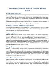 Week Notes Microbial Growth And Control Of Growth Pdf Week Notes