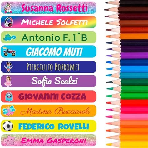 Kit Di Etichette Adesive Per La Scuola Personalizzate Con Nome