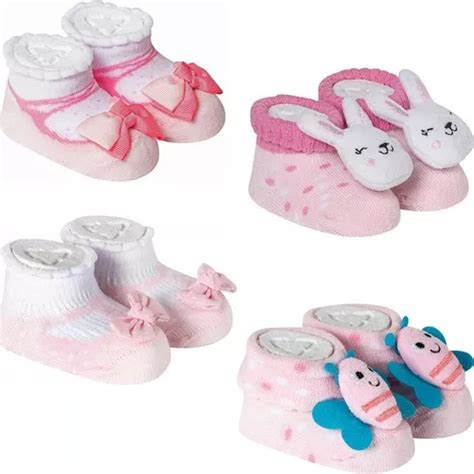 Kit Meias Beb Pantufas Divertidas Rec M Nascido Menina