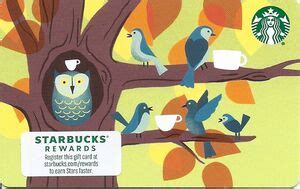 Gift Card Owl And Birds In A Tree Starbucks United States Of America