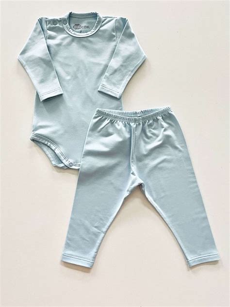 Conjunto Térmico Infantil Body e Calça Azul Claro Roupa de Bebê do