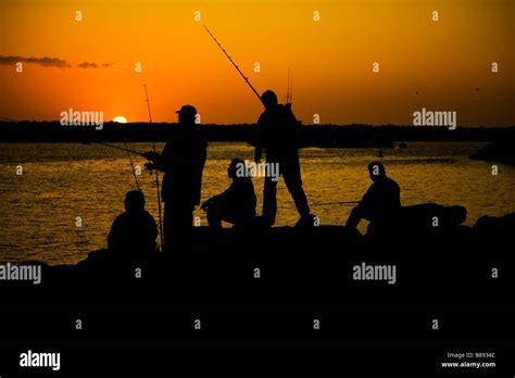 fishing off the rock jetty's in Redondo Beach Redondo Beach Los Angeles County California USA ...