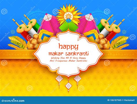 Makar Sankranti Wallpaper With Colorful Kite For Festival Stock Vector