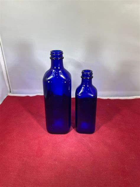 Vintage 2 Bottles Cobalt Blue Glass Home Decor Etsy