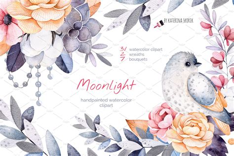 Moonlight. Watercolor collection | Decorative Illustrations ~ Creative ...