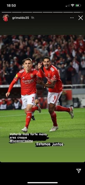 A onda de apoio do plantel do Benfica a Lucas Veríssimo Muita força