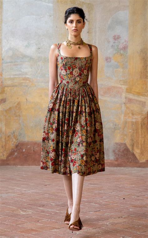 Tessa Printed Corset Midi Dress By Lena Hoschek Moda Operandi