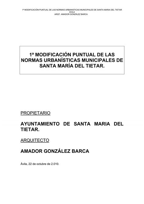 Modificaci N Puntual De Las Normas Urban Sticas Municipales De