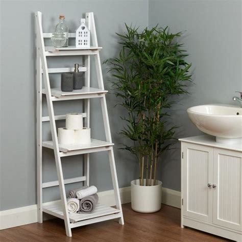 Hartleys 4 Tier Folding Ladder Shelf White In 2020 Bathroom Ladder