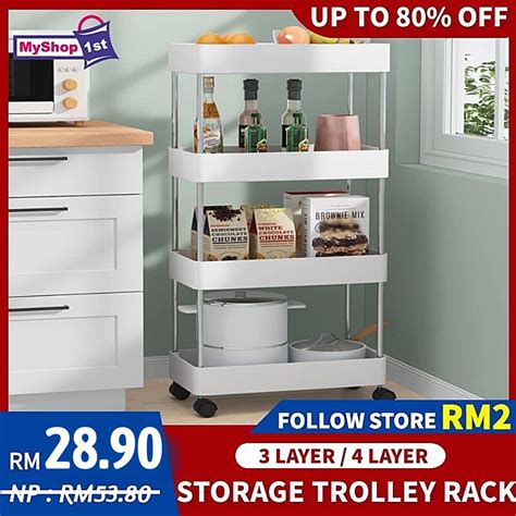 3 Tier Multifunction Storage Trolley Rack Office Shelves Home Kitchen