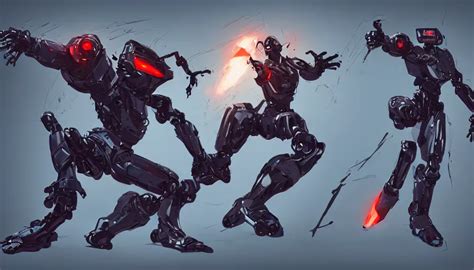 Concept Art Of Killer Robot In Dynamic Pose By Jama Stable Diffusion