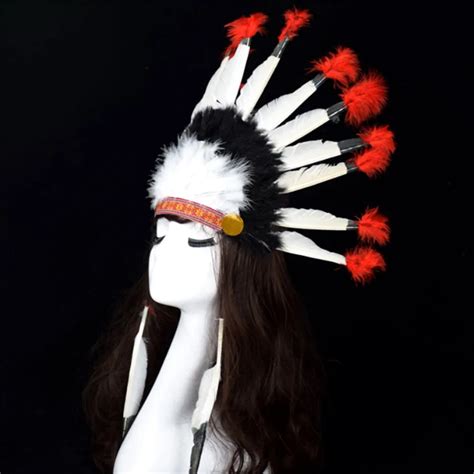 Chief Indian Feather Headdress Headband Samba Carnival Costume Indian