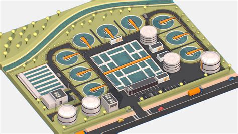 3d Model Isometric Water Treatment Plant Large Platform Vr Ar Low Poly Cgtrader