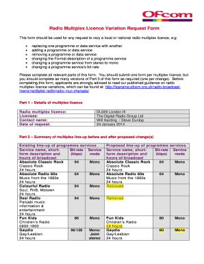 Fillable Online Licensing Ofcom Org Radio Multiplex Licence Variation