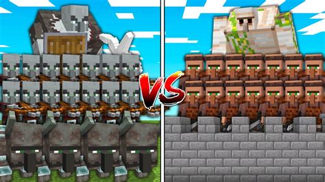 PILLAGER ARMY Vs VILLAGER CASTLE In Mob Battle YouTube